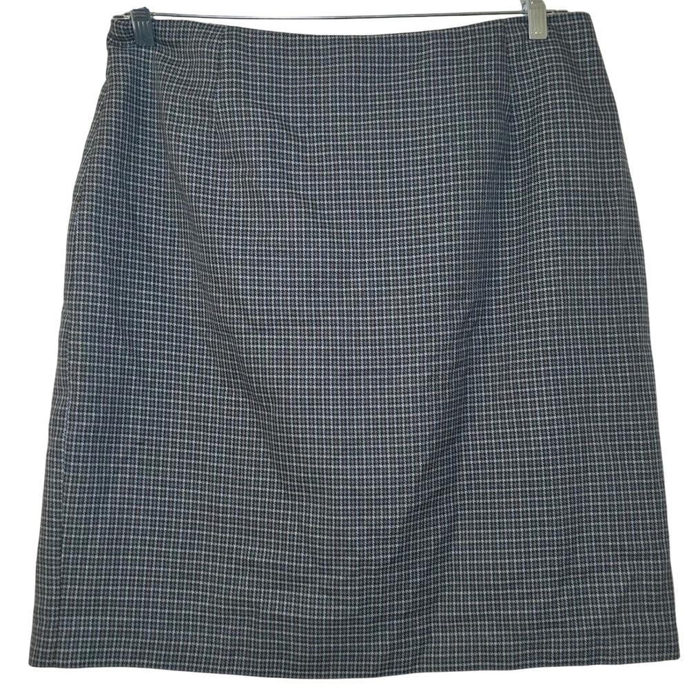 Alia Vintage Grey Blue Houndstooth Pencil Skirt Size 14 Professional academia